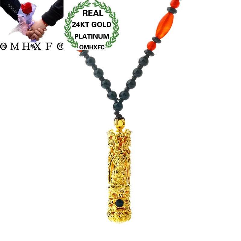 

OMHXFC Wholesale European Fashion Woman Man Unisex Party Birthday Wedding Gift Vintage GUANYIN 24KT Gold Pendant Necklace NL215
