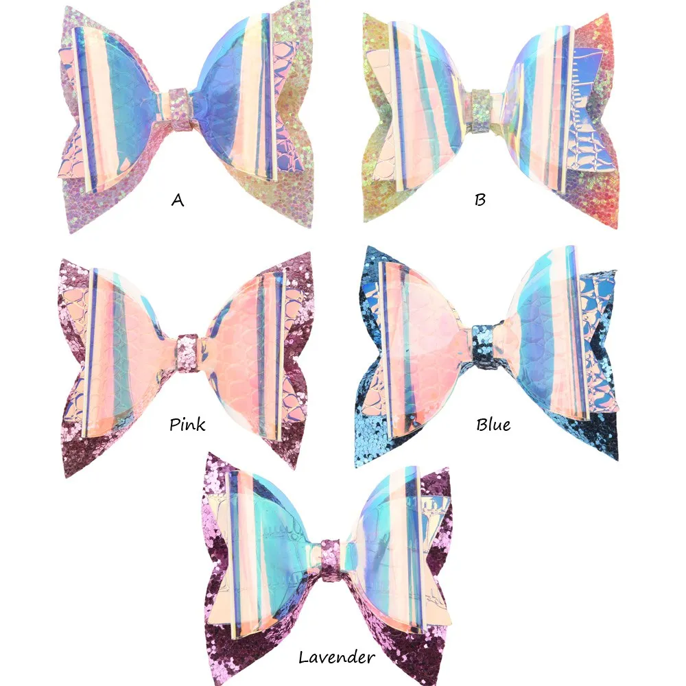 5PCS 2.5inch Glitter Bow Waterproof bows Sequin Hair Bows Boutique Hair Accessories Jelly Bow Hairclip Barrette
