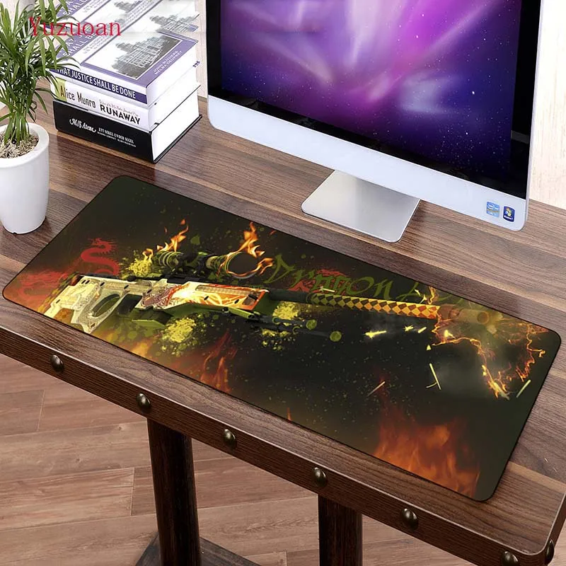 Большой игровой коврик для мыши Yuzuoan 900*400*3 мм XXL большой с закругленными краями
