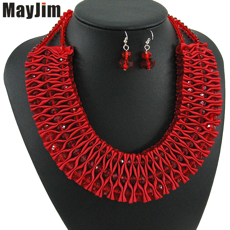 MayJim 2018 Крупные Африканские Бусины Хрустальное Ожерелье Ювелирные наборы ручной