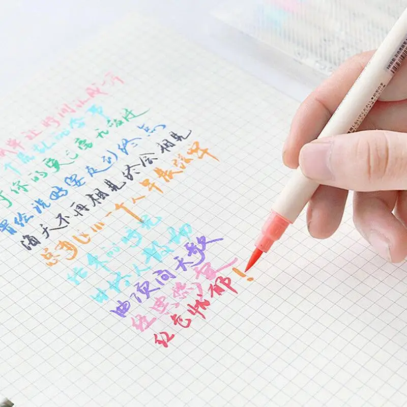 10 шт./лот, кисть для письма, ручка, цветные маркеры, набор для каллиграфии, подарок для рисования, корейские канцелярские товары для рукоделия