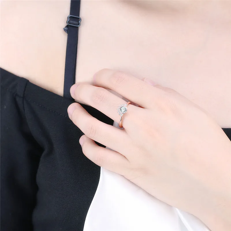 New Round CZ Rings for Women Wedding Rose Gold Color Eye Shape Rhinestone Female Finger ladys Charm Jewelry anillos | Украшения и