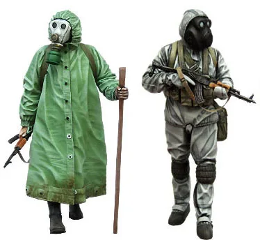 Фигурка из неокрашенной смолы в масштабе 1/35 русские антихимические солдаты 2