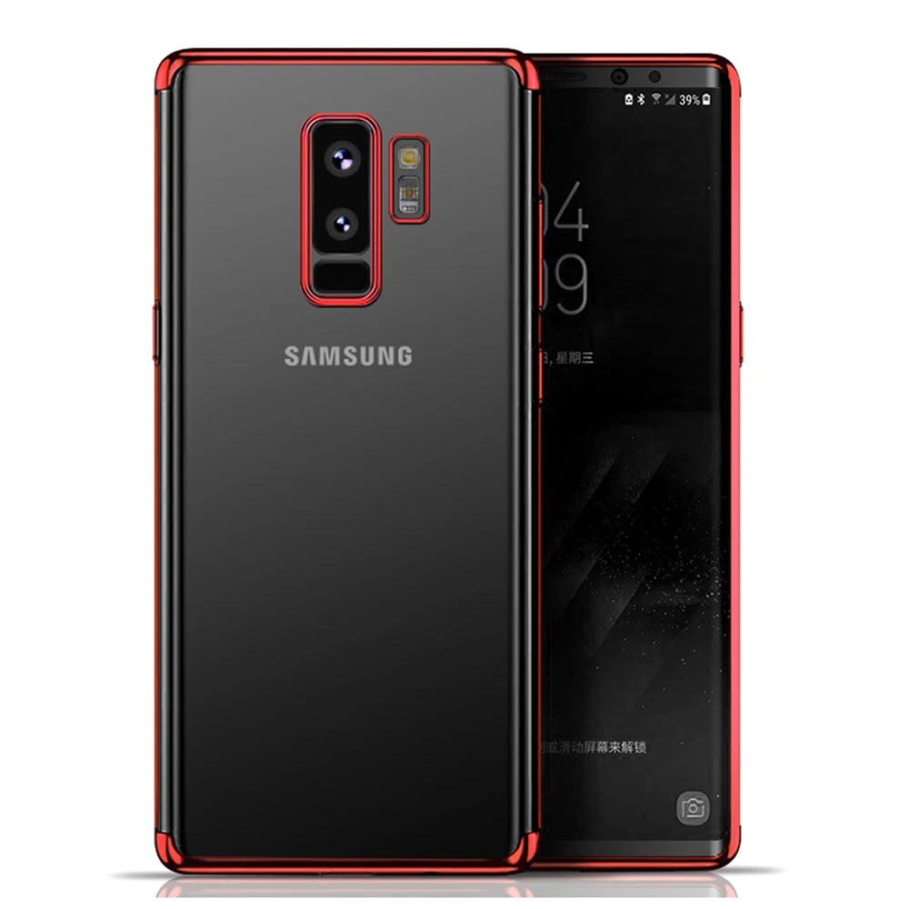 Роскошные Crystal Clear чехол для Samsung Galaxy S9 плюс Чехол глянцевый хромированные Gold Ultra