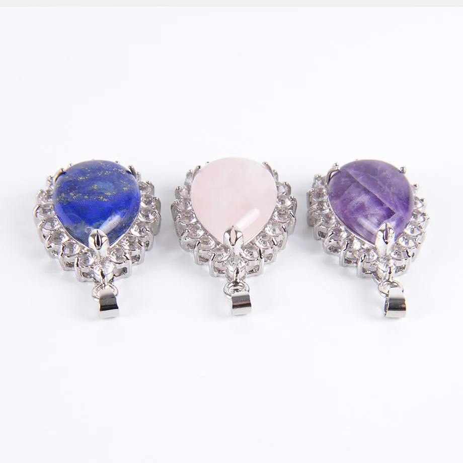 Рейки натуральный драгоценный камень в форме капли воды ожерелье подвеска Цвет: