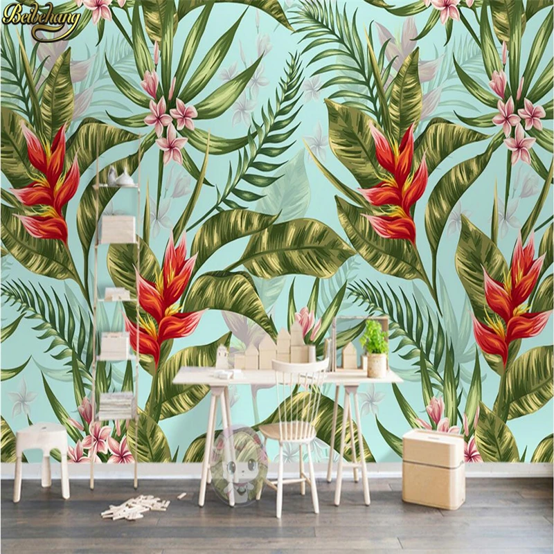 

beibehang Custom Photo Wallpaper Nordic minimalistic tropical plant background wall painting papel de parede 3D Wallpaper