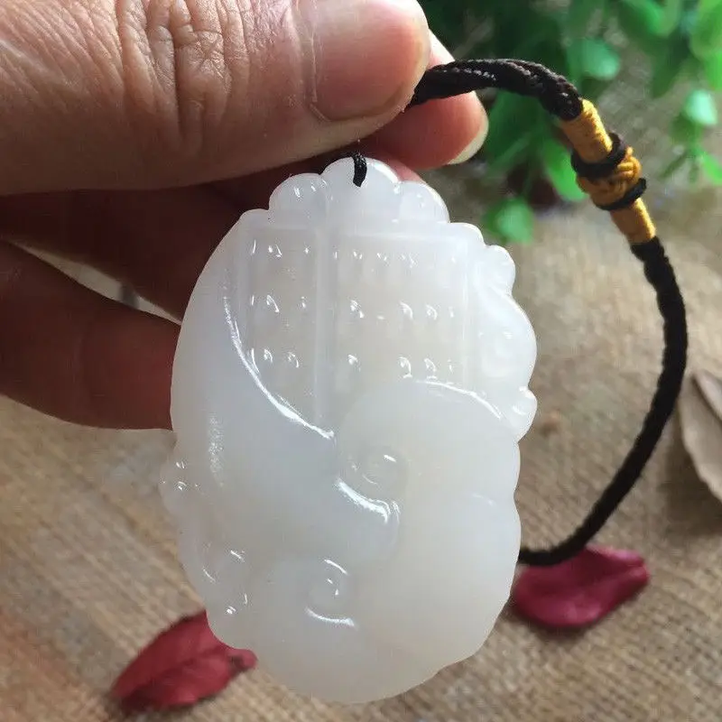Китайский натуральный белый hetian камень ручной работы Абакус и кулон ruyi |