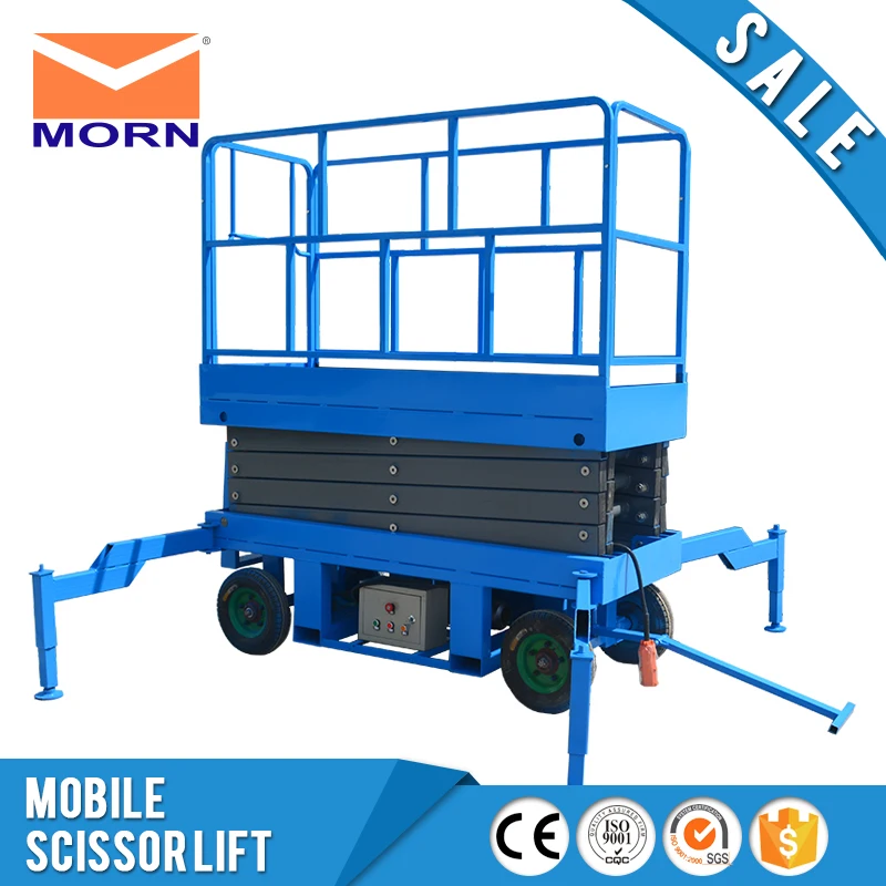 Небольшой мобильный ножничный подъемник Высота платформы 4 м 2000 кг загрузка