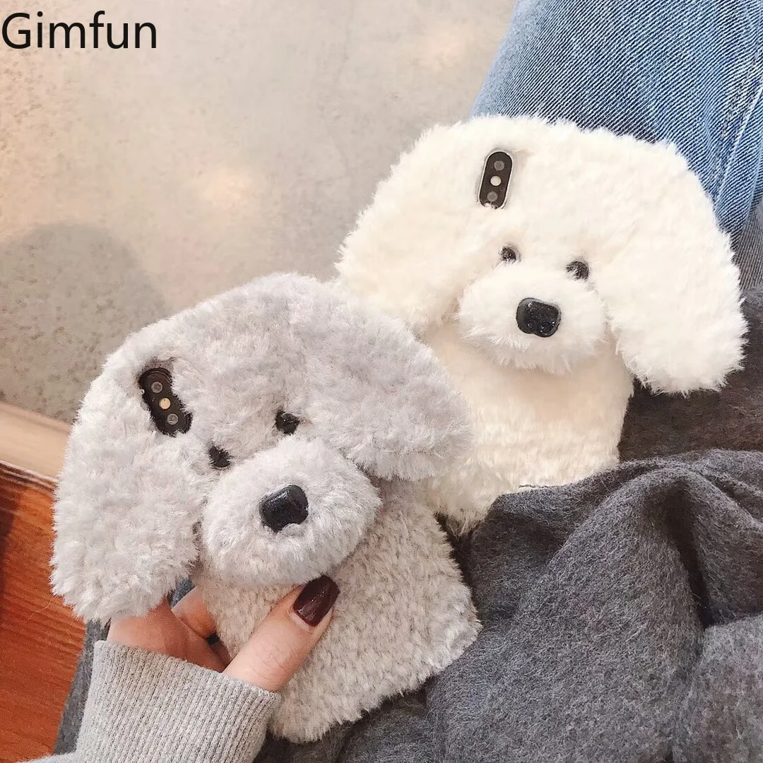 Роскошный 3D мультяшный плюшевый чехол Gimfun с ушком собаки для Iphone 11 Pro Max X Xs Xsmax Xr 7 6s