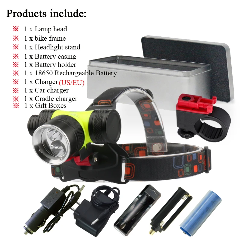 Dive Headlamp C1-BOX Двойной фитиль Дайвинг фонарик xml t6 светодиодный налобный фонарь подводный светильник 18650 26650 батарея перезаряжаемый головной светильник УФ-лампы - Испускаемый цвет: Dive Headlamp C1-BOX