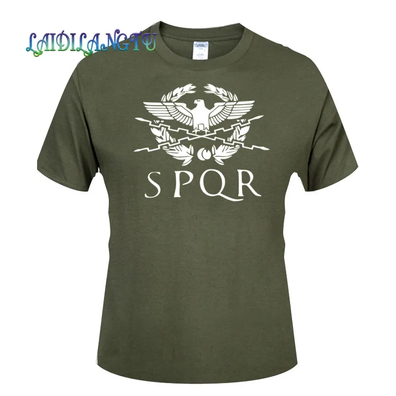 Летняя мода Римская империя футболки мужские SPQR футболка Топы хлопок короткий рукав баннер с орлом футболка