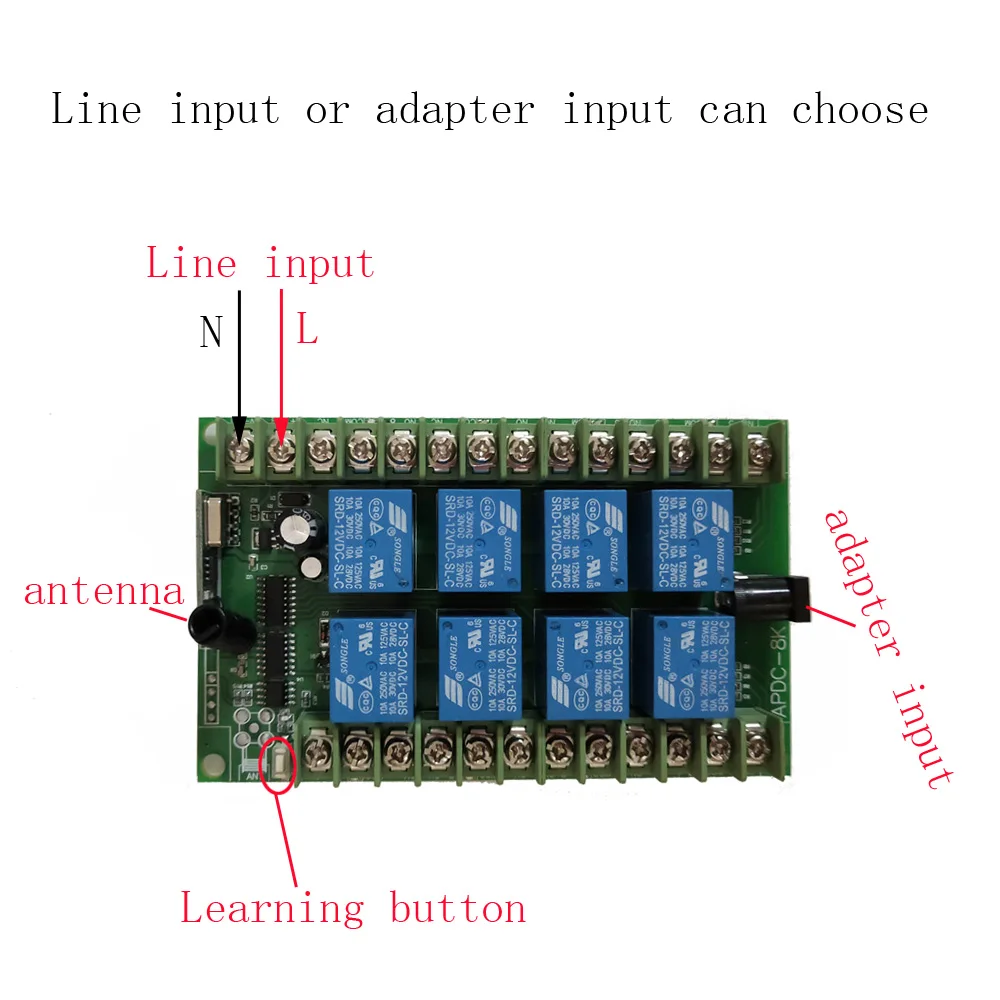 Universal DC 12V 24V 10A Relay 8CH 8 CH RF Wireless Remote Control Switch Transmitter Receiver Module Radio 315 / 433 MHz | Обустройство