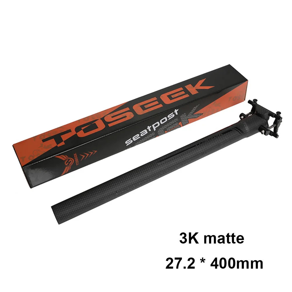 3k matt 27.2mm TOSEEK супер светильник карбоновый Подседельный штырь 160 г 27,2/30,8/31,6 Титан винты матовая дорожный велосипед MTB велосипед подседельный штырь - Цвет: 3k matt 27.2mm