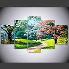 Художественные картины, настенные рамки для гостиной, 5 панелей, красочные Весенние деревья, постеры для украшения дома, Современная HD печатная картина