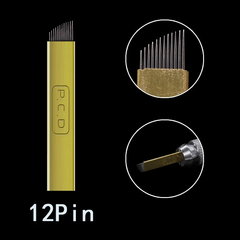 PCD12 Pin 500 шт Перманентный макияж бровей Тату лезвие микроблейдинг иглы для 3D