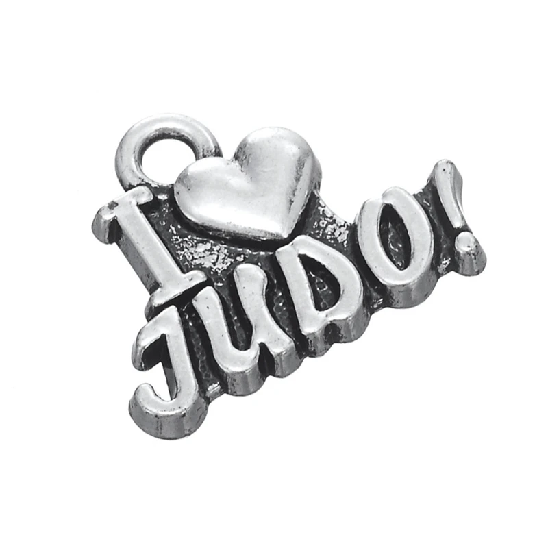 Антикварная Серебряная подвеска с надписью I LOVE JUDO древние подвески для