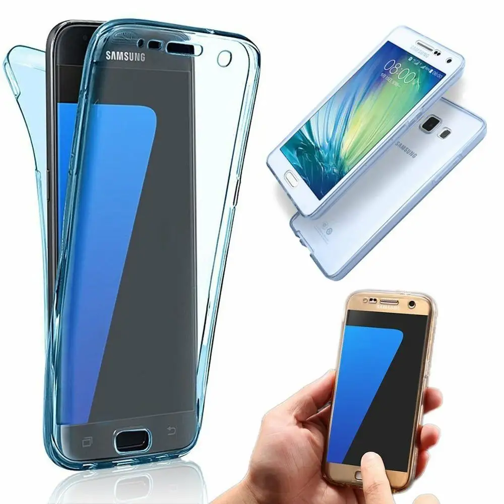 Blue Для samsung Galaxy S6 Edge Plus S7 S8 S9+ S10e Note 8 примечание 9 прозрачный полный противоударный чехол Мягкая Clear кремния TPU чехол - Цвет: Blue