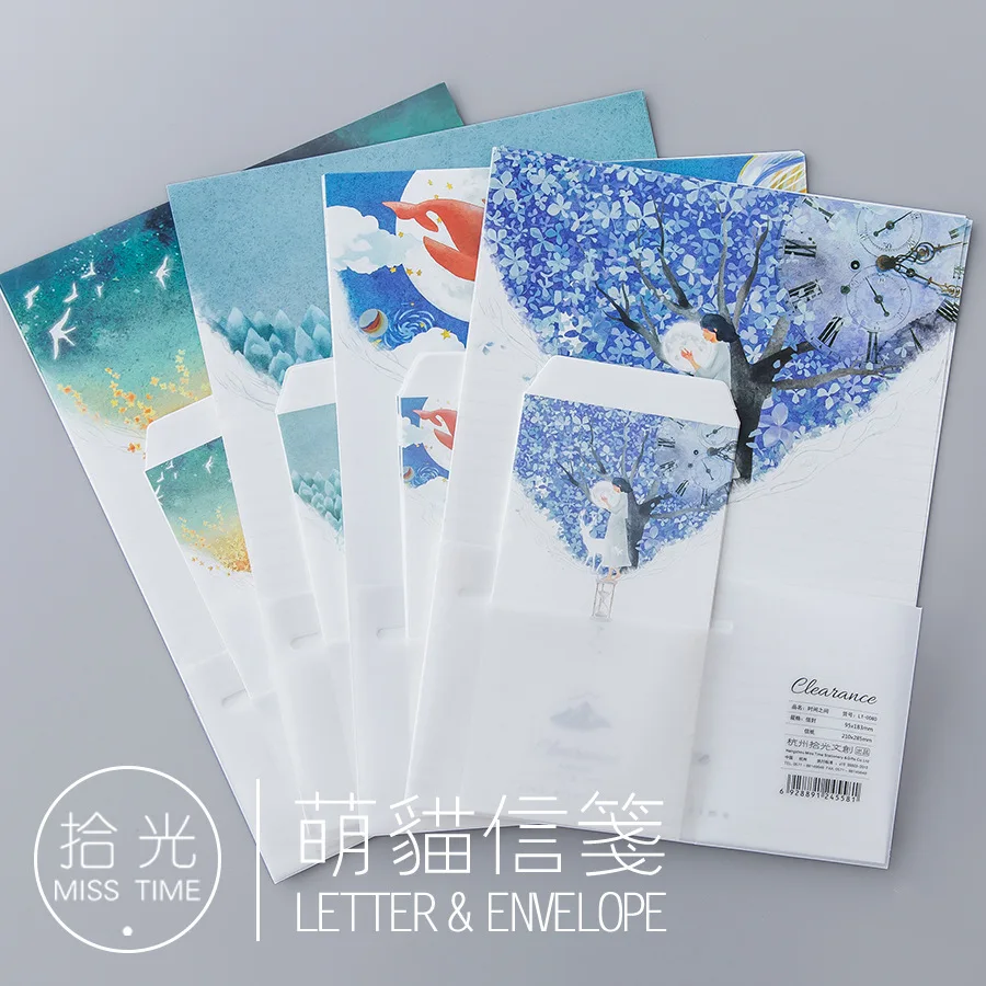 

9pcs/Set 3 envelopes + 6 writting paper Beautiful Nature Series Envelope For Gift Korean Stationery