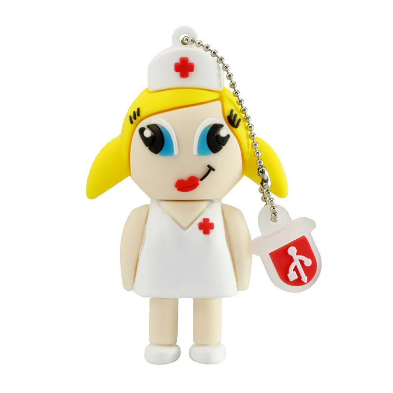Nurse Usb флеш-накопитель, флеш-накопитель, зубная флешка, 16 ГБ, 8 ГБ, 4 Гб, мультфильм, медсестры, доктор, зубная память, Usb 2,0, флеш-накопитель, подарок - Цвет: Nurse