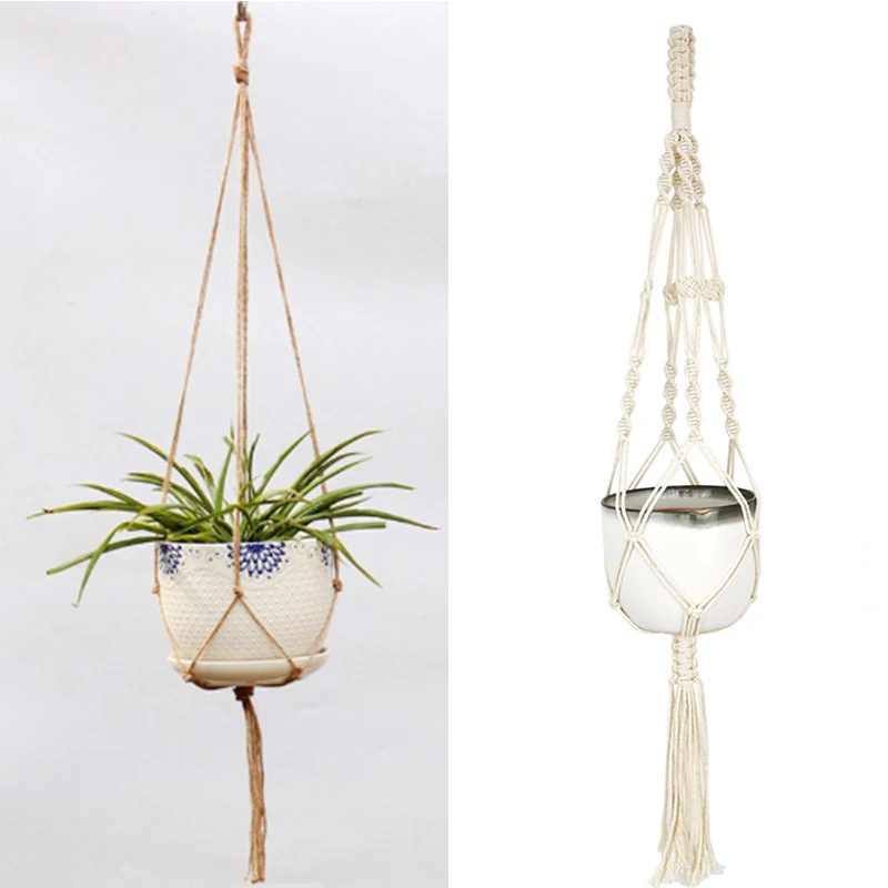 Винтажная декоративная подвеска для растений из макраме корзина цветочный