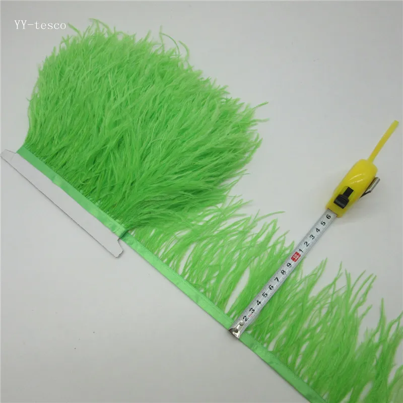Apple Green 10 ярдов, высокое качество, страусиные перья, отделка, ткань, боковая лента, ширина 10-15 см, подходит для юбок/платьев/одежды, вечерние поделки своими руками - Цвет: Apple Green