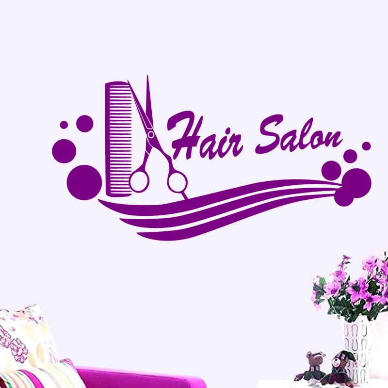 

Hair Salon Barber Shop Sticker Name Scissors Decal Neutral Haircut Poster Vinyl Wall Art Decals Decor Windows Decoration