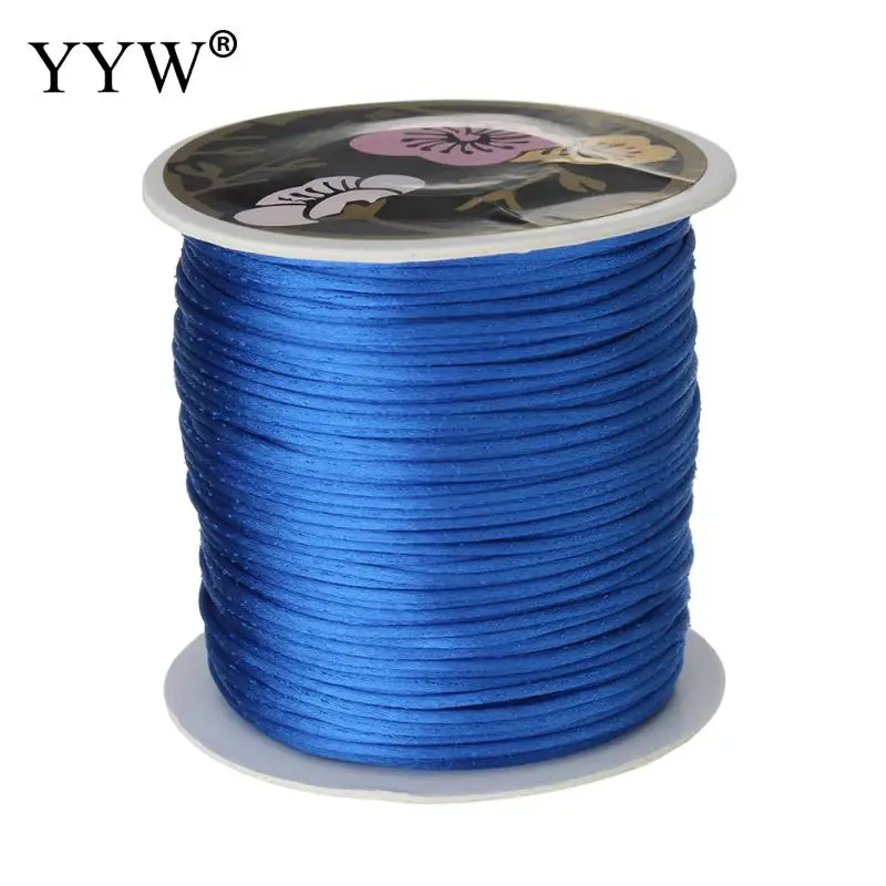 royal blue Катушка из нейлона черного цвета китайский атласный Шелковый узел макраме шнур Бусины Европейский плетеный провод 1 мм 70 м/катушка - Цвет: royal blue