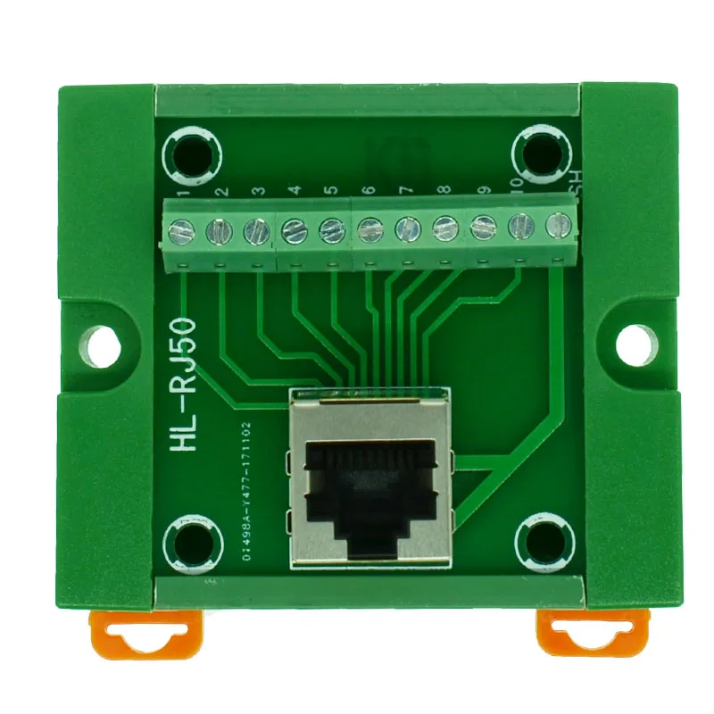 RJ50 10P10C DIN Rail Mount интерфейсный модуль вертикальный разъем. к винтовому клеммному