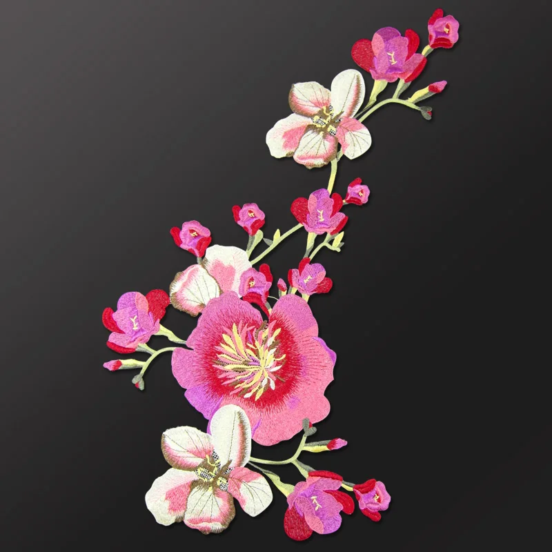 Китайская Национальная вышивка большая ткань благоприятный цветок нашивка для