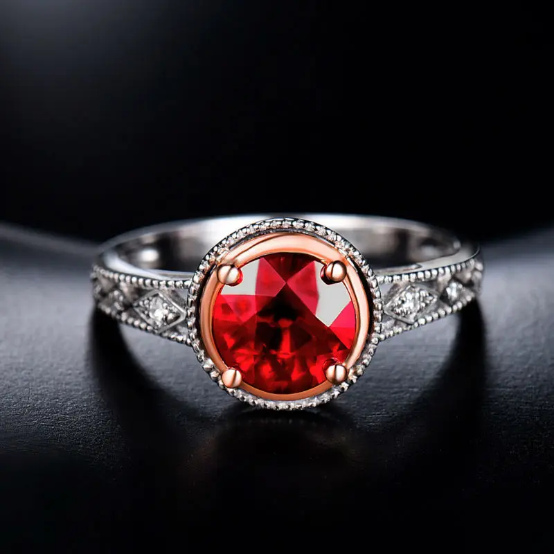 Новинка 2.1ct рубиновое кольцо 14K белое и розовое золото натуральный бриллиант
