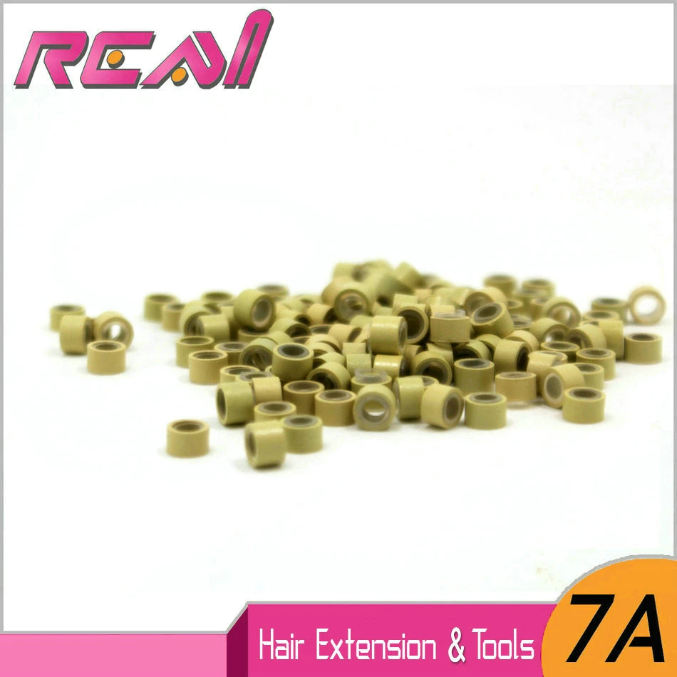 

1000Pcs 5.0*3.0*3.0Mm Silicone Lined Micro Link Micro Hair Beads For Dreadlocks Feather Human Hair Extension Tools