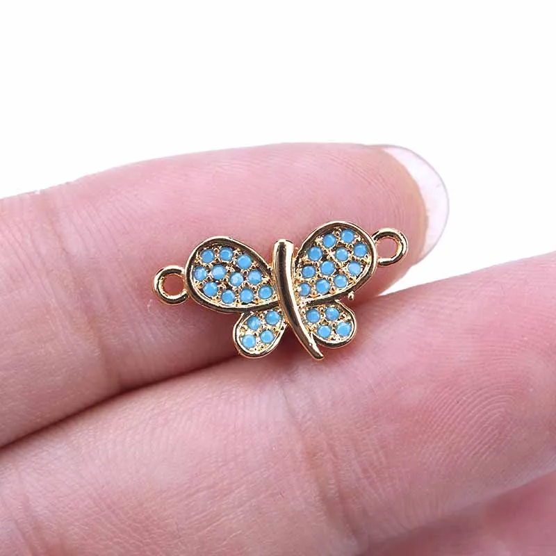 1 шт. 20*10мм Милый бабочка чарм бусина Подходит для браслета Подвески DIY Оригинальные украшения Микро вставка Цирконовые ювелирные аксессуары находки.