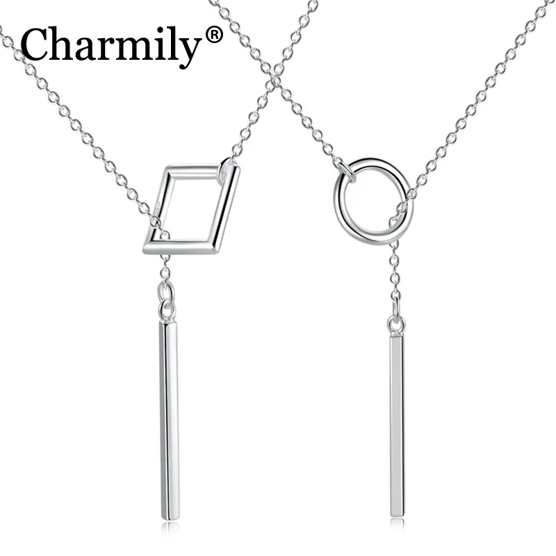 Charmily Подлинная квадратная круглая Регулируемая длина палочка Форма Подвеска