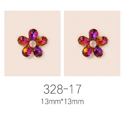 328-17 10pcs/lot super big luxury metal Nail art jewelry drop tears Rhinestone flower nails parts decorations Manicure Nail Accessories - Цвет: 328-17