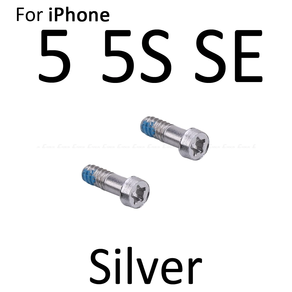 10 компл. Нижний винт Набор для iPhone 4, 4S, 5, 5S, SE, 6, 6 S, 7 Plus Винты Комплект болтов док-станция соединительные запчасти - Цвет: Silver 5 5S SE
