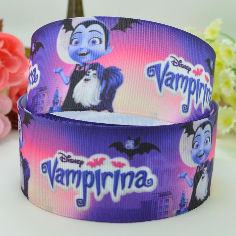 DUWES 1 5 &quot38 мм Vampirina vampire girl печатная лента для волос бант ручной работы на заказ OEM