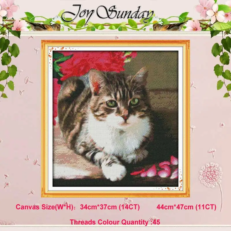 Lovely cat Милый толстый ленивый кот птицы Счетный 11CT 14CT животные Набор для вышивки крестиком сделай сам DMC Набор для вышивки крестом вышивка рукоделие домашний декор - Цвет: Lovely cat