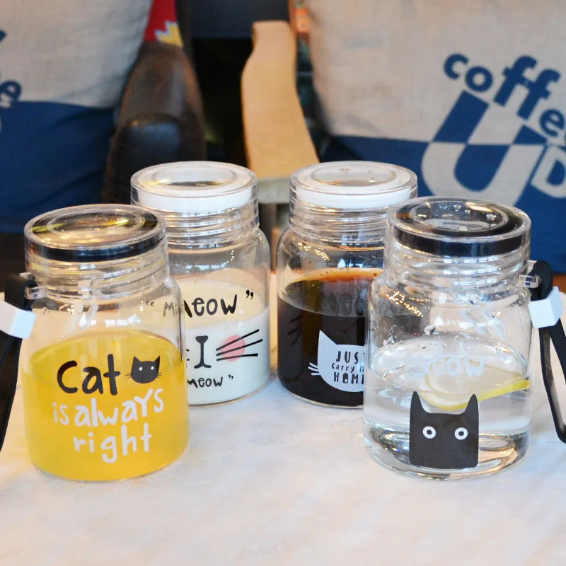 Мультяшные стеклянные кружки кофе чай автомобиль 300 мл Милая кошачья морда чашки