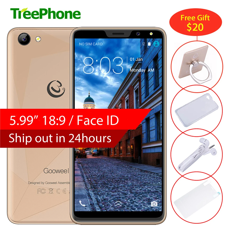 Gooweel M5 плюс смартфон с 3g gps Face ID мобильный телефон 1 ГБ + 8 5 99 дюймов 18:9 ips Экран 5.0MP 2.0MP