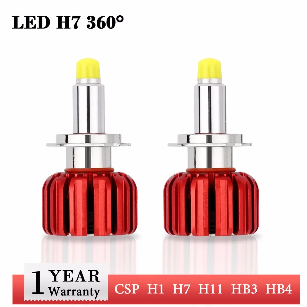 Автомобильные лампы Led H7 360 освещение 12В 6000 К с чипом CSP H 7 лампочек светодиодные