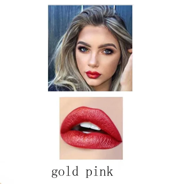 Gold Pink Абсолютно новая долговечная жидкость губная помада матовая жидкая губная помада блеск для губ - Цвет: Gold Pink