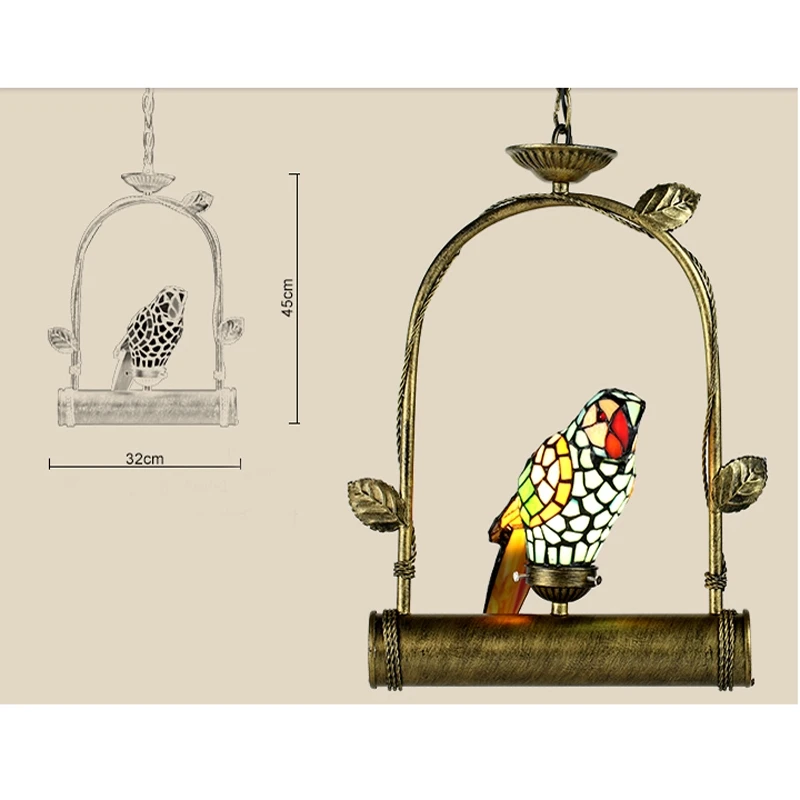 

macaw bird accent pendant light stained glass hanging lamp art decor novelty light fixture unique new year X'mas gift