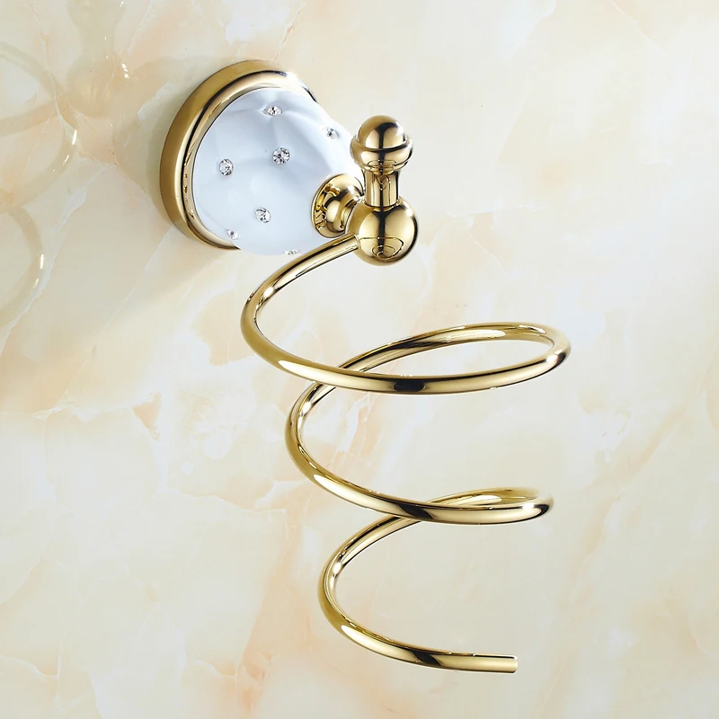 Настенный держатель для фена OKAROS в ванную комнату стойка твердая латунь