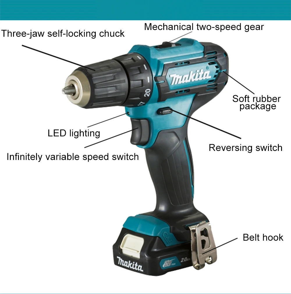 Япония Makita DF333 Аккумуляторный шуруповерт 12V литиевая батарея ручная дрель многофункциональный бытовой отвертка 1700 ОБ/мин 30/14N. М