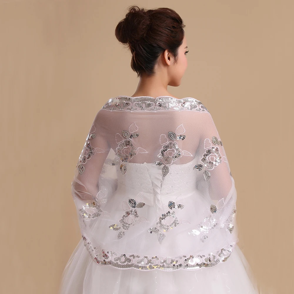 Women Sequined Flower Long Shawl Bridal Wedding Wrap Fashion Bling Stole Accessories Dress Cover Up Handmade |