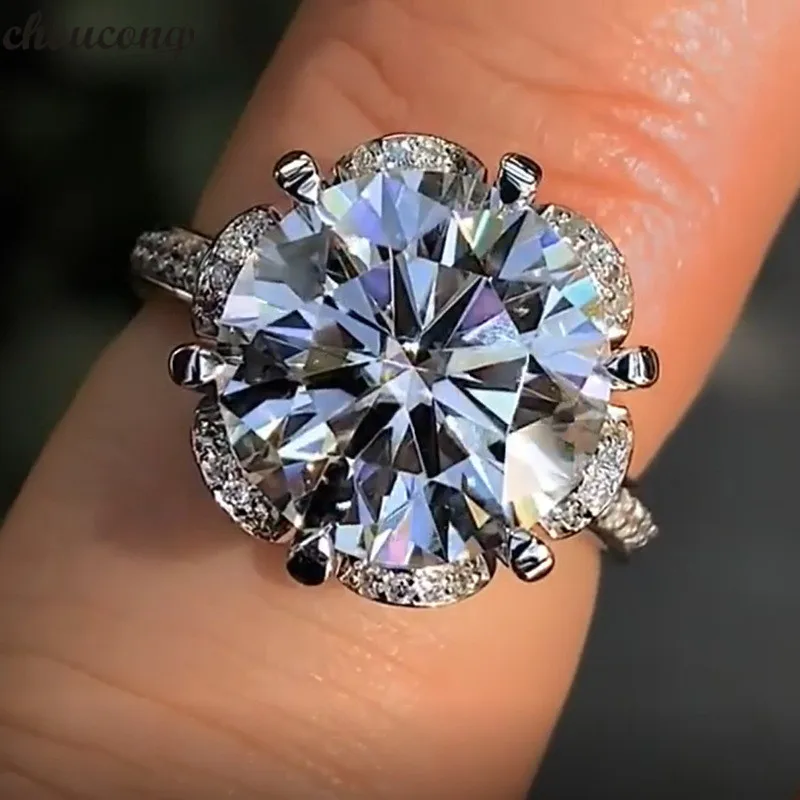 

Кольцо на палец с надписью «цветок обещания» от choucong, серебряное кольцо с круглым вырезом 2ct AAAAA cz, обручальное кольцо, кольца для женщин, сва...