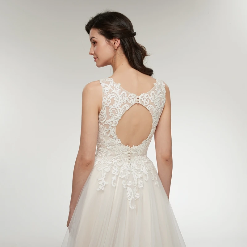 Vestido De Noiva 2021 V образным вырезом фатиновое платье с низким на спине кружевные