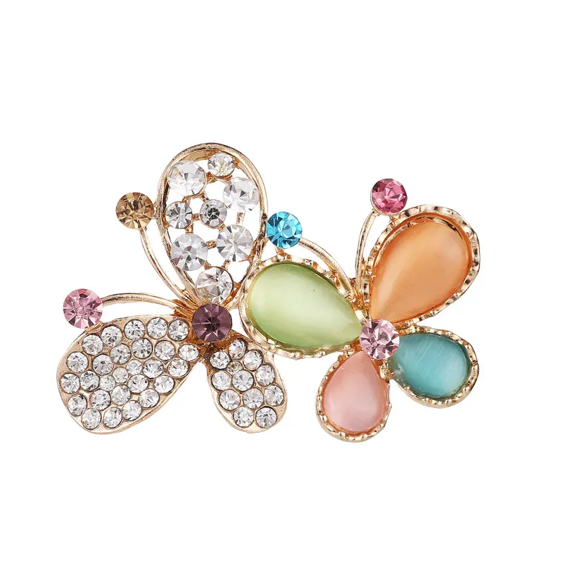 Стразы булавки и броши в форме бабочки с опалом для женщин брошь виде насекомого