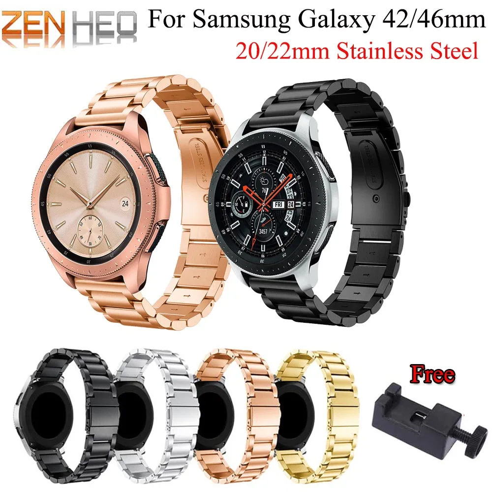 Нержавеющая сталь ремень для samsung Galaxy Watch 42 мм 46 мм/20 мм/22 мм на широком ремешке для samsung Шестерни S3/S2 часы-браслет