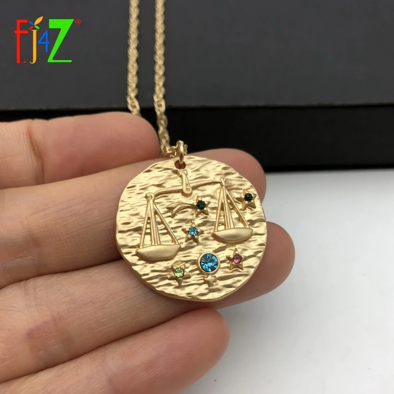 F. J4Z, хит, ожерелье с подвеской в виде зодиака 12, винтажное, матовое, золотого цвета, сплав, Знак зодиака, ожерелье, ювелирные изделия для мужчин и женщин